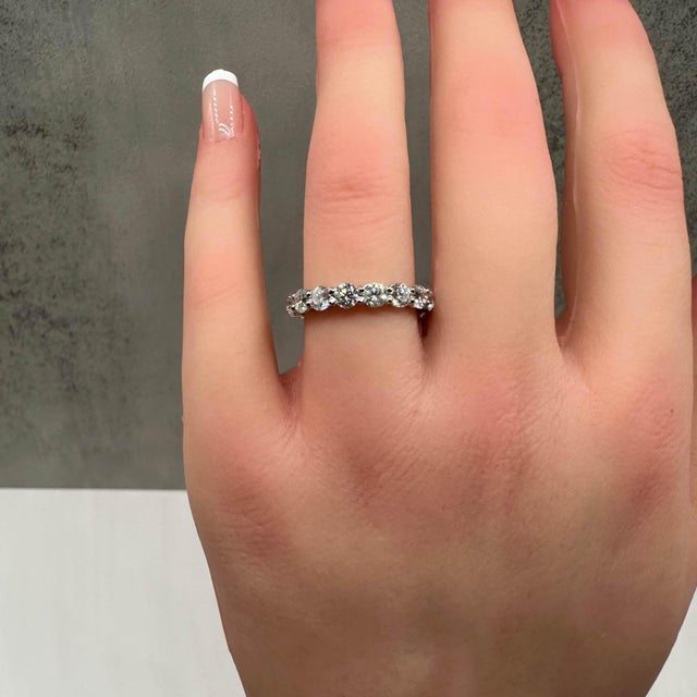 Natural Diamond Eternity Ring in 14kt White Gold - 2.8ctw Diamonds, Size 6, New For Sale - Image 4 of 5