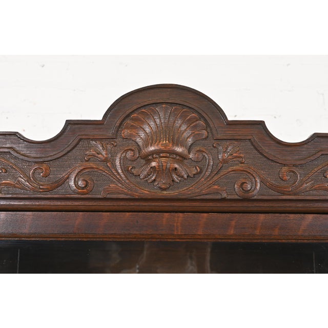 R. J. Horner Style Antique Victorian Carved Oak Triple Bookcase, Circa 1890s For Sale In South Bend - Image 6 of 13