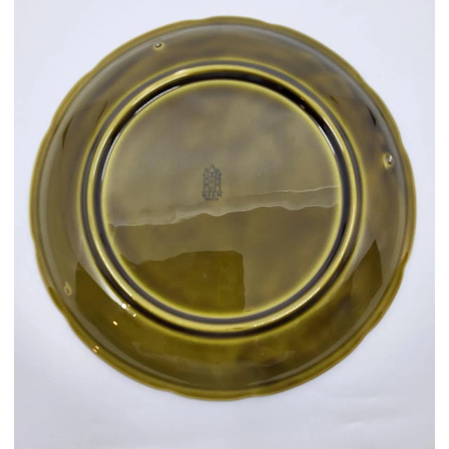 Green Plates from Gien, France, 1970s, Set of 13 For Sale - Image 9 of 14