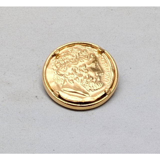 Napier Vintage 1980 Signed Napier Goldtone Greek Figure Dionysus Brooch For Sale - Image 4 of 8