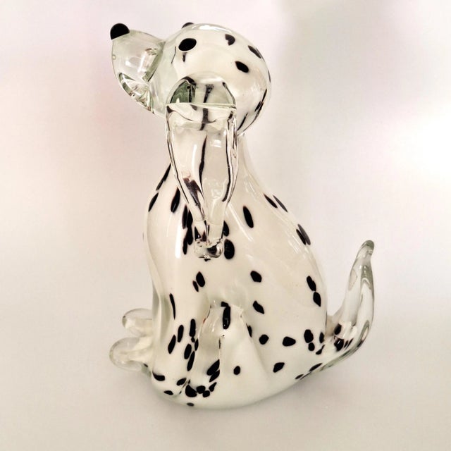 Late 20th Century Dalmatian Dog Figurine Murano Style Art Glass Decor For Sale - Image 4 of 14