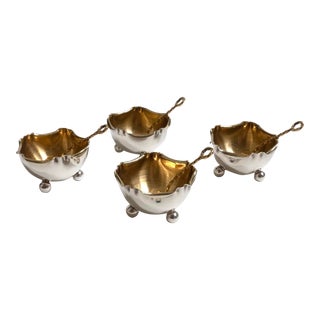 1884-1902 Silver & Gold Salt Cellar Set by Charles Hack & Achille Hourdequin For Sale