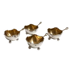 1884-1902 Silver & Gold Salt Cellar Set by Charles Hack & Achille Hourdequin