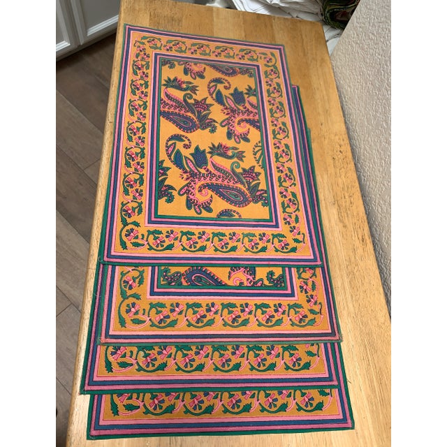Colorful Vintage Set of Cotton Linen Placemats, Set of Four For Sale In Sacramento - Image 6 of 6