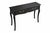 Elegant French Provincial writing desk or bedside table, refinished in a smooth matte black finish with updated sunlit...