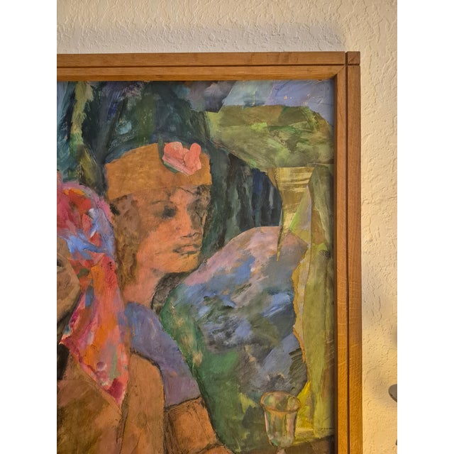 1960s 1960s Modernist Painting of Figures in a Room Titled Party Time For Sale - Image 5 of 9