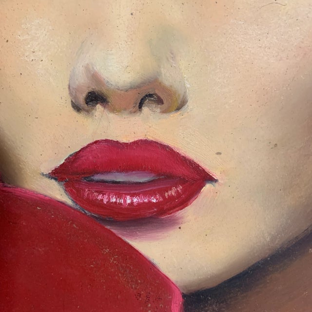 An oil on panel painting by prominent French painter, Marc-Olivier Gregoire. Depicts a facial portrait. Signed lower right...