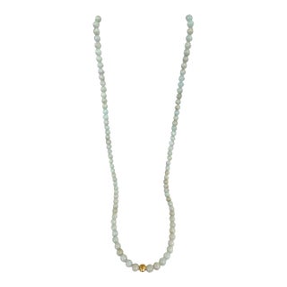 Superb Vintage Burmese Jadeite Jade Necklace Round Beads 15.5" H For Sale