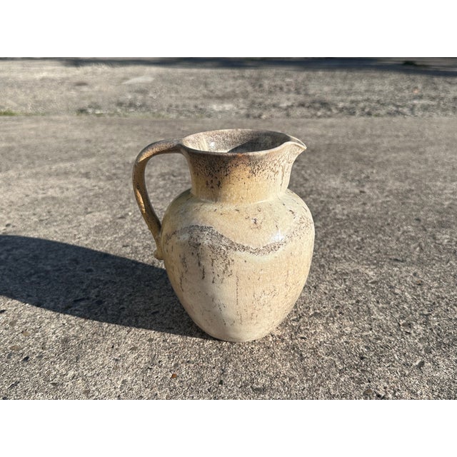 Handmade Beige-Yellow Crackle Glazed Ceramic Art Jug by Richard Uhlemeyer, Germany, 1970s For Sale - Image 16 of 18