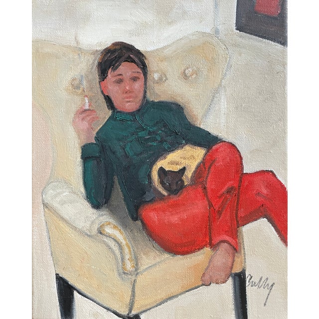 Oil Painting of "Kat and Cat" For Sale