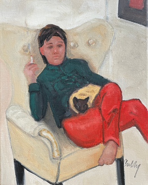 Oil Painting of "Kat and Cat"