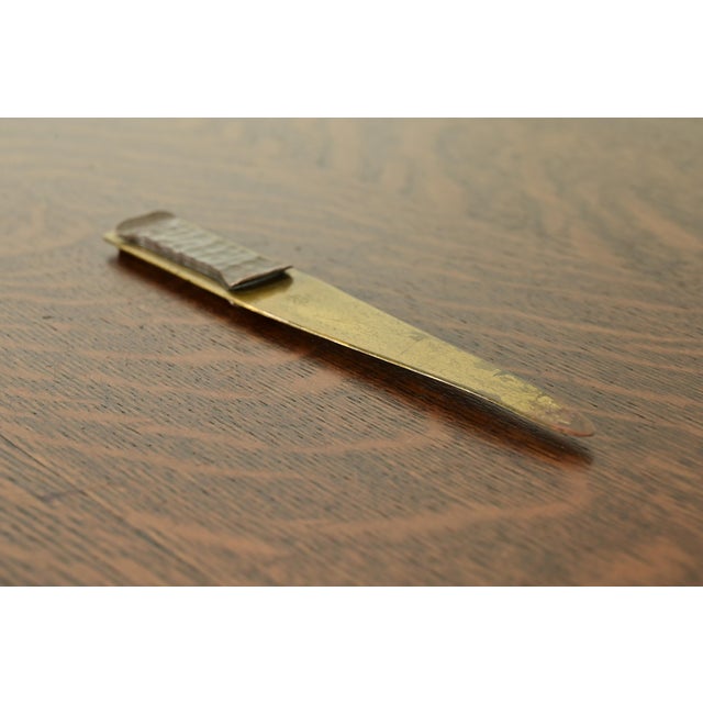 Art Deco Roycroft Arts & Crafts Hammered Brass Over Copper Letter Opener For Sale - Image 3 of 12