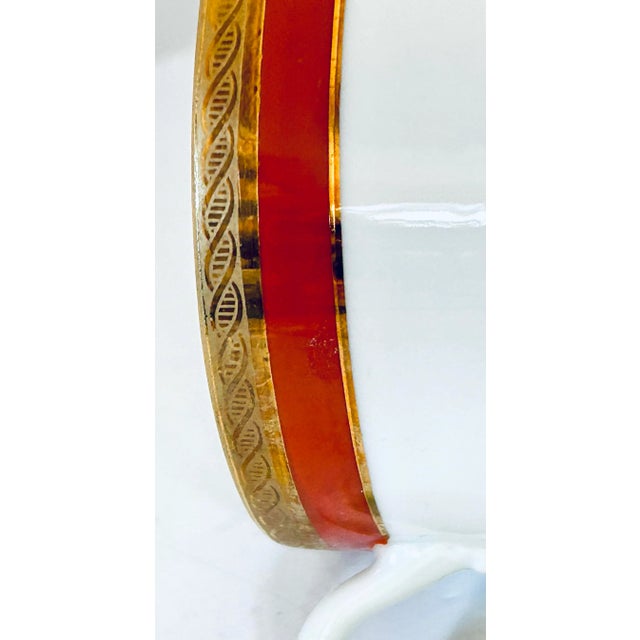 Hollywood Regency Richard Ginori Palermo Rust Cups and Saucers, Set of 9/7 For Sale - Image 3 of 5