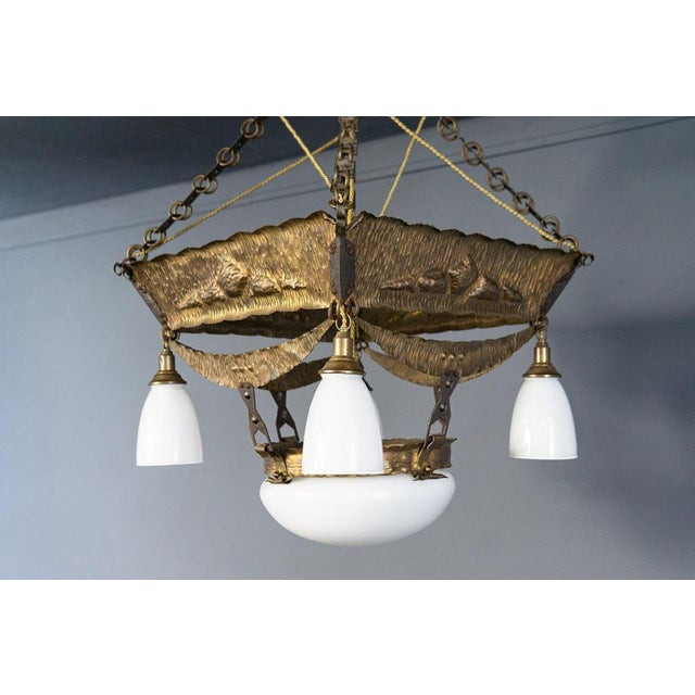 Art Nouveau Ceiling Lamp Chandelier For Sale - Image 3 of 18