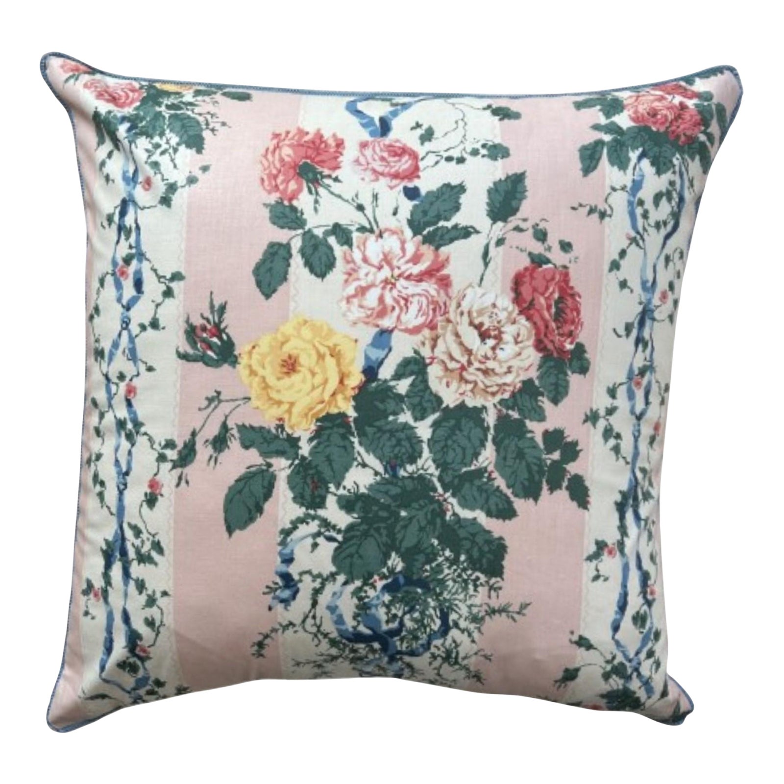 Millicent Roses and Ribbons Brunschwig Chintz Decorative Square Pillow ...