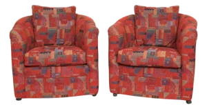 Postmodern Barrel Chairs, a Pair