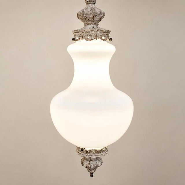 Late 20th Century Hollywood Regency Milk Glass Swag Lamp Sculptural Globe Newly Rewired For Sale - Image 4 of 12