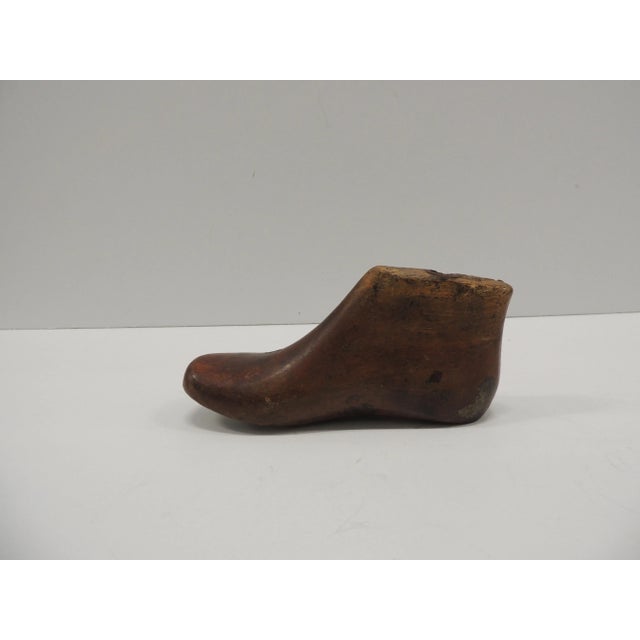 Late 20th Century Antique Child's Wooden Shoe Mold Paperweight For Sale - Image 5 of 5