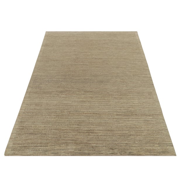 Contemporary Rug & Kilim’s Contemporary Rug in Beige-Brown Striations For Sale - Image 3 of 8