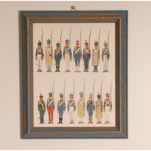 Vintage Napoleonic Military Costume Lithographs Collage Framed French Wall Art Set of 3 For Sale - Image 13 of 18