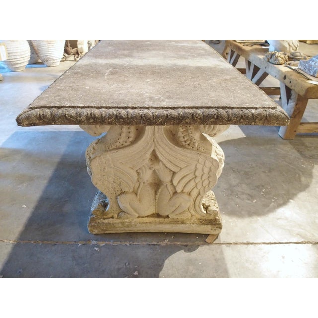Italian Neoclassical Style Garden Table With Winged Rams Heads Decor, 1900s For Sale - Image 14 of 18