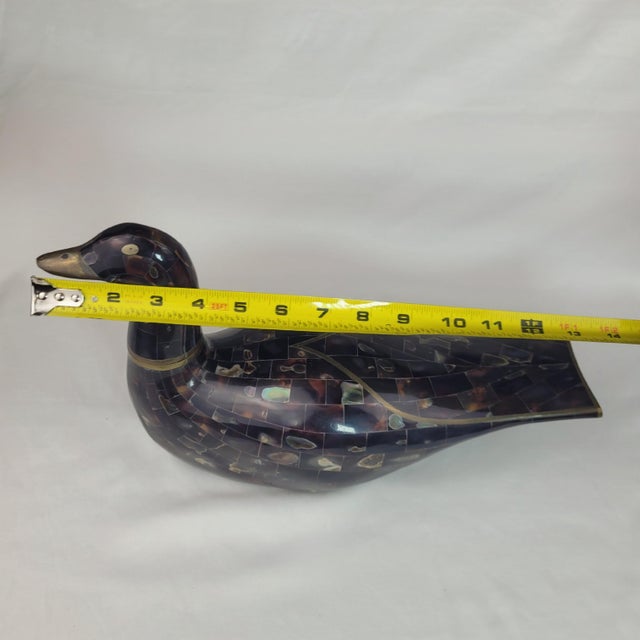 Maitland Smith Tessellated Faux Tortoise Shell Mother of Pearl Duck Brass For Sale - Image 13 of 15