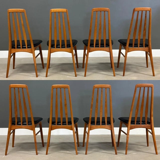 Mid-Century Modern Danish Modern Teak Eva Dining Chairs by Koefoeds Hornslet - Set of 8 For Sale - Image 3 of 10