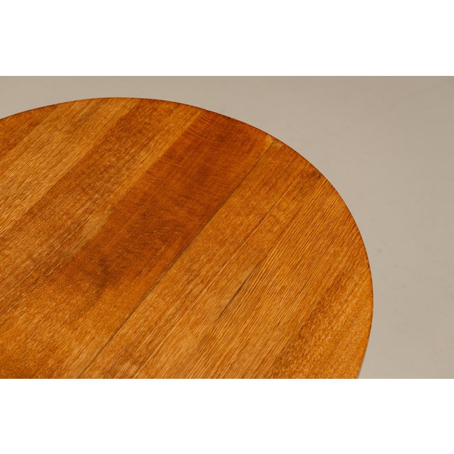 Wood Amsterdam School Side Table in Oak with Geometric Legs, Netherlands, 1920s For Sale - Image 7 of 11