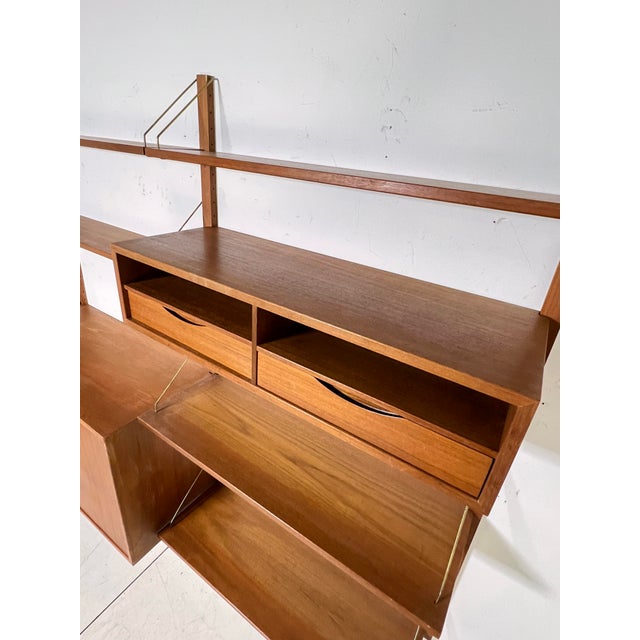 C. 1960s Torbjorn Afdal Three-Bay Teak Wall Mounted Shelving Unit For Sale - Image 9 of 9
