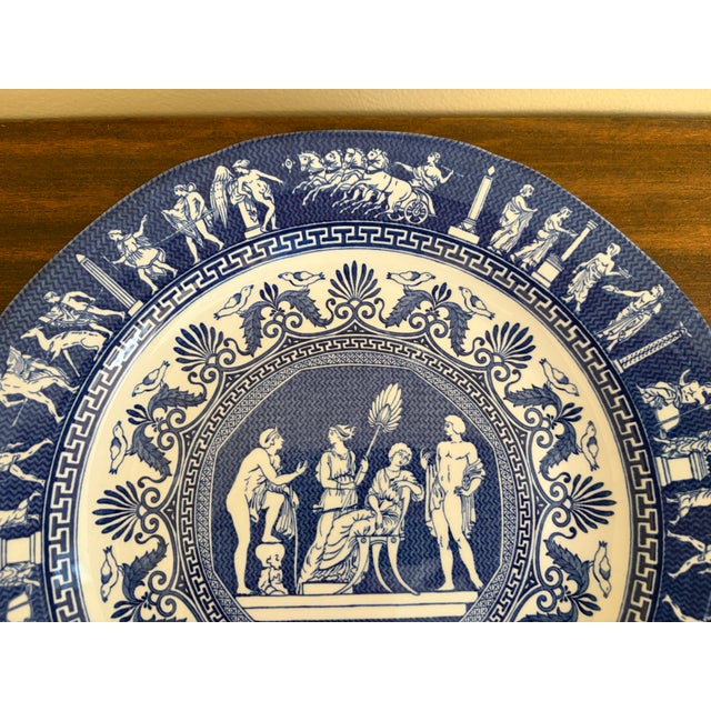 Late 20th Century Vintage Mottahedeh Greek Revival Blue and White Neoclassical Plate For Sale - Image 5 of 11