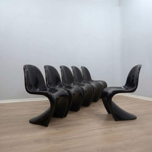 Black Panton Chairs by Verner Panton for Herman Miller / Vitra, 1960s, Set of 6 For Sale - Image 13 of 13