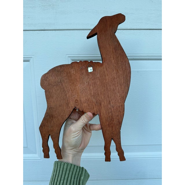 Late 20th Century Carved Wood Llama Sculptural Wall Hanging For Sale - Image 5 of 5