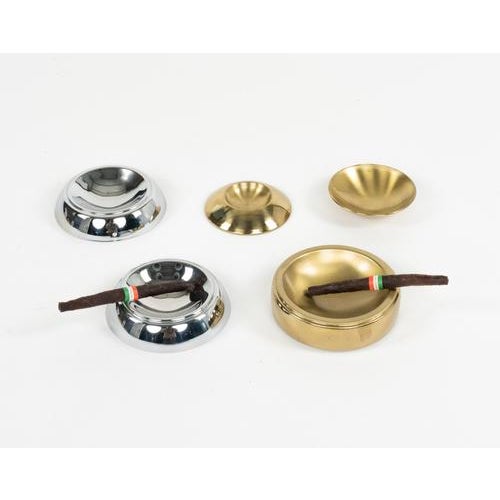 Gold Mid-Century Modern Stacked Brass and Chrome Globe Ashtray, 1970s For Sale - Image 8 of 18