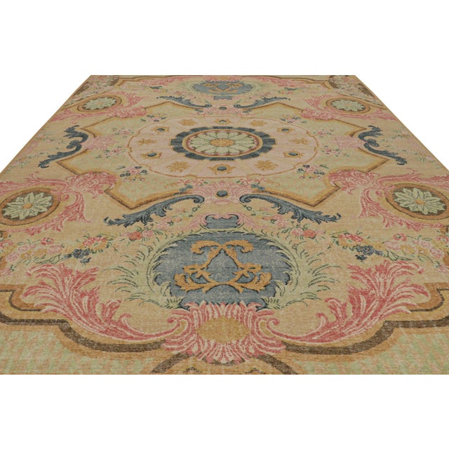 Rug & Kilim Rug & Kilim’s Contemporary Rug With Floral Patterns in Green Blue and Pink For Sale - Image 4 of 7