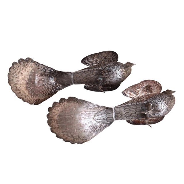 1950s French Sterling Silver Peacocks - a Pair For Sale - Image 15 of 18