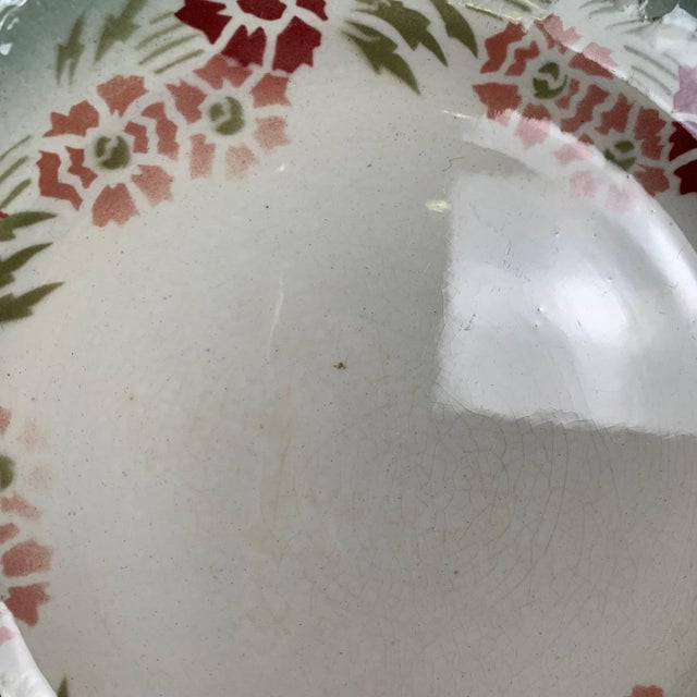 Choisy Le Roi Plates in Earthenware with Floral Motif, Late 19th Century, Set of 2 For Sale - Image 7 of 10