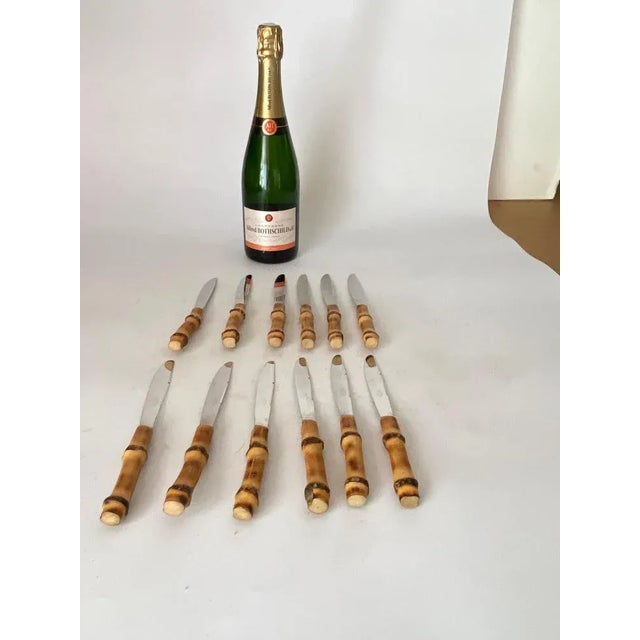French Cutlery in Faux Bamboo, 1970, Set of 12 For Sale - Image 10 of 12