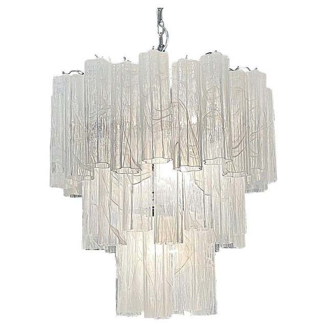 Large Vintage Murano Glass Tiered Chandelier with 78 Alabaster White Glasses, 1990s For Sale - Image 17 of 17