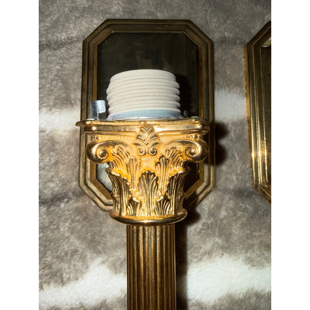 1980s Neo-Classical Style Solid Brass Wall Light Sconces - a Pair For Sale - Image 16 of 17