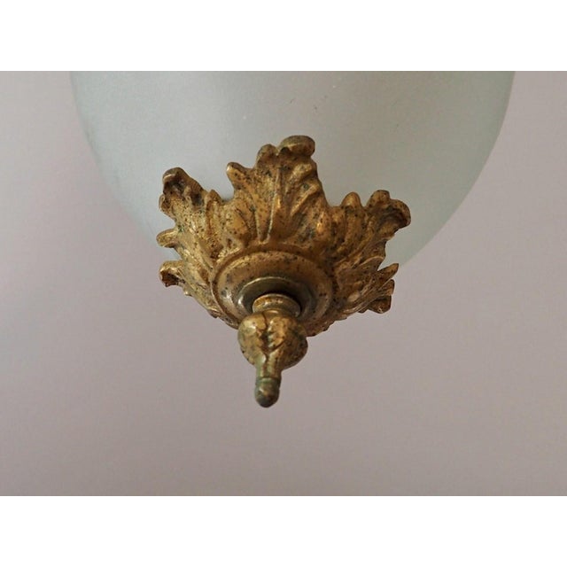 Antique French Louis XVI Style Glass and Bronze Pendant Lamp, 1890s For Sale - Image 9 of 15