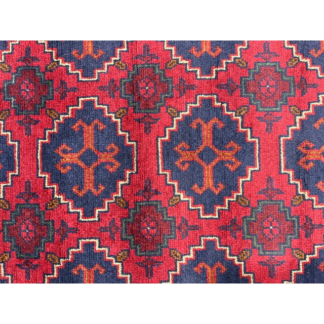 Red & Navy Geometric Medallion Tribal Runner Rug, 2'6" X 9'8" For Sale - Image 12 of 16