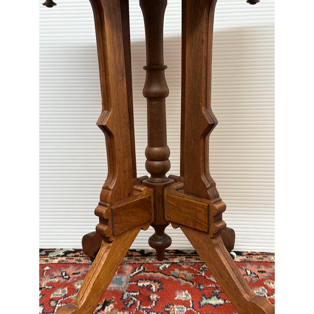 Brown Victorian Eastlake Walnut Wood Parlor Table For Sale - Image 8 of 13