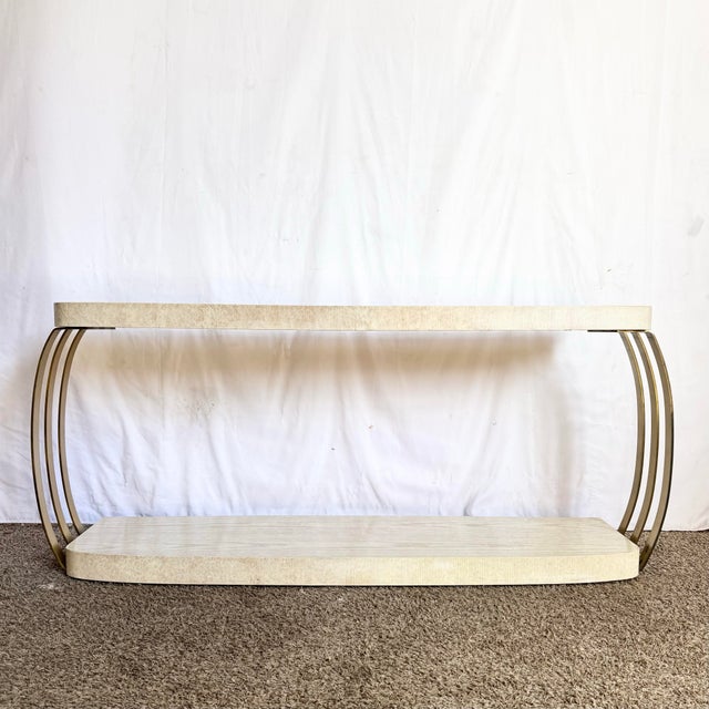 Postmodern Postmodern Brushed Brass and Cerused Oak Console Table by Henredon For Sale - Image 3 of 12