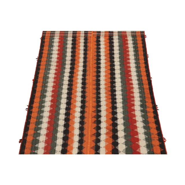 1950s 1950s Vintage Persian Kilim in Orange and Multicolor Stripes by Rug & Kilim For Sale - Image 5 of 8