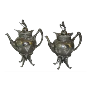 Pair of Meriden Silver Plate #1899 Teapots, Circa 1886