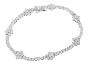 .925 Sterling Silver 1.0 cttw Miracle-Set Diamond Floral Station Tennis Bracelet (I-J Color, I3 Clarity) - 7-1/2"