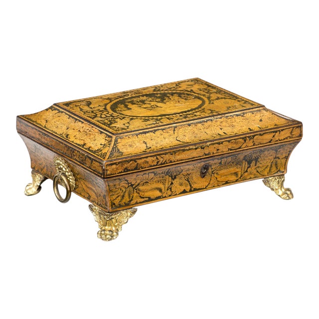 Regency Penwork Box With Chinoiserie Decoration, Circa 1810 For Sale