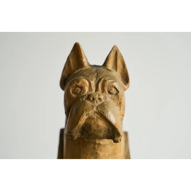 Boxer Sculpture in Carved Wood, 1950s For Sale - Image 4 of 13