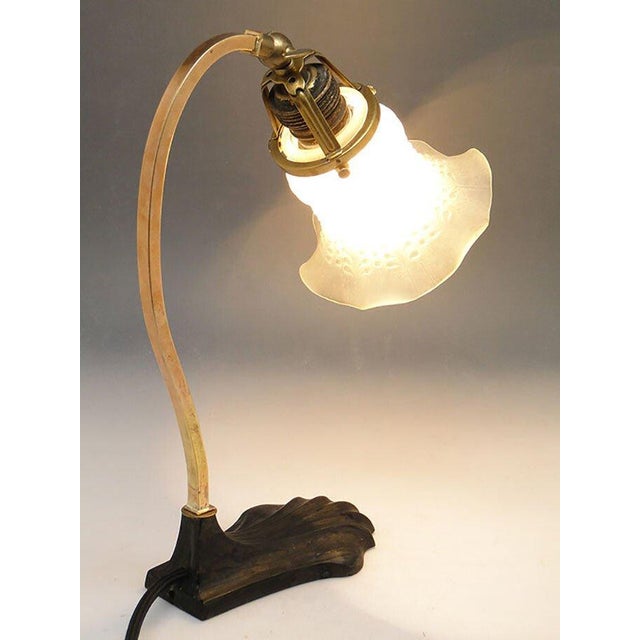 20th Century Art Nouveau Glass and Metal Bedside Lamp, Austria, 1890s For Sale - Image 6 of 10
