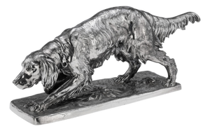 Continental Artist, Hunting Setter Dog Statue, 1910s, Silver Plated Metal